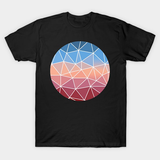 Pink rose blue sky abstract polygon multicolor pattern T-Shirt by LiquidLine